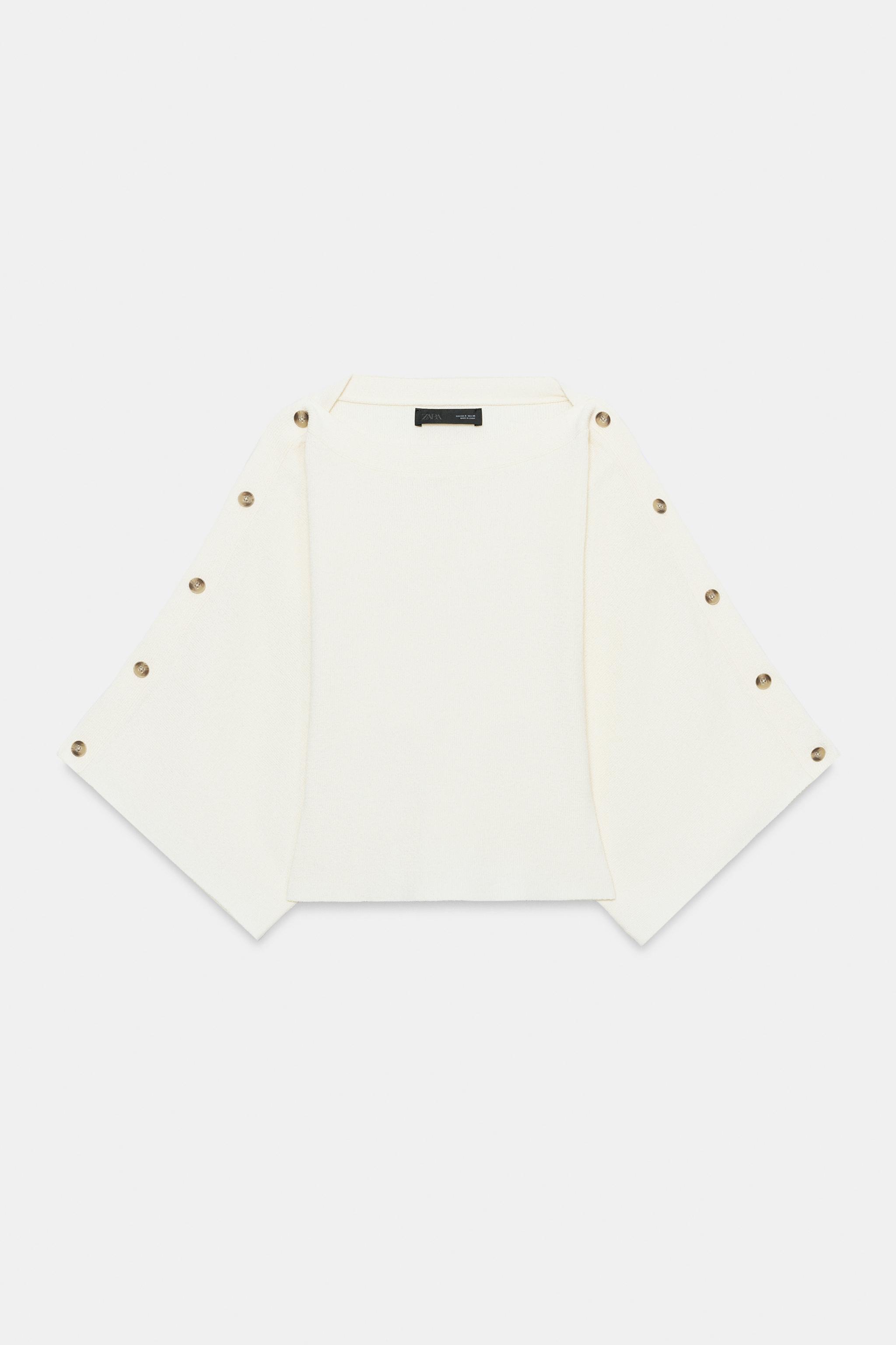 BUTTONED CAPE SLEEVE KNIT JUMPER